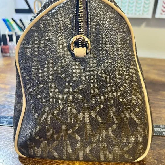 Michael Kors Grayson Signature Satchel – Dark Brown/Beige - Picture 6 of 15